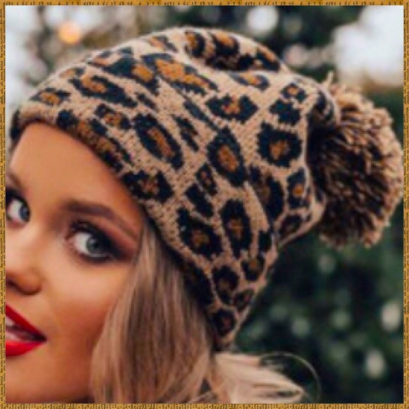 Leopard print beanie hat - Picture 2 of 7